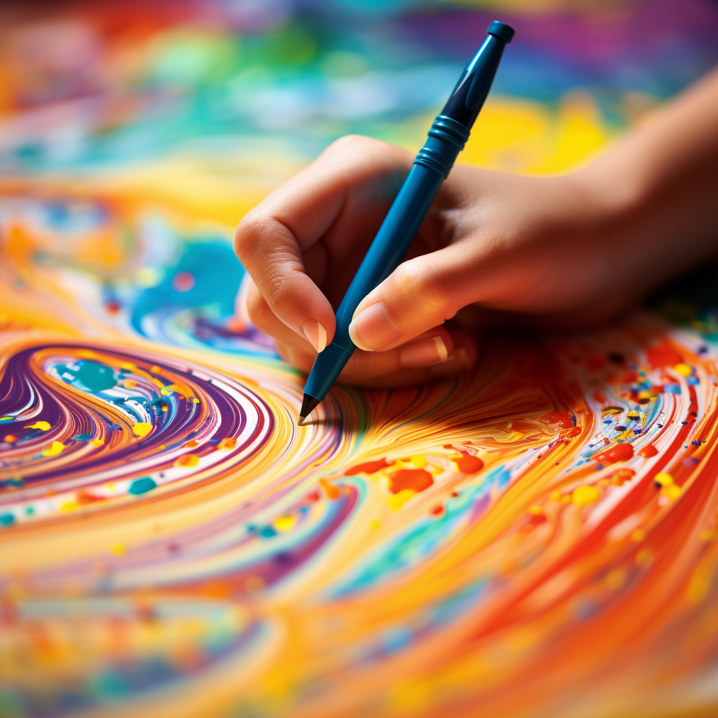 child writing with a pen
